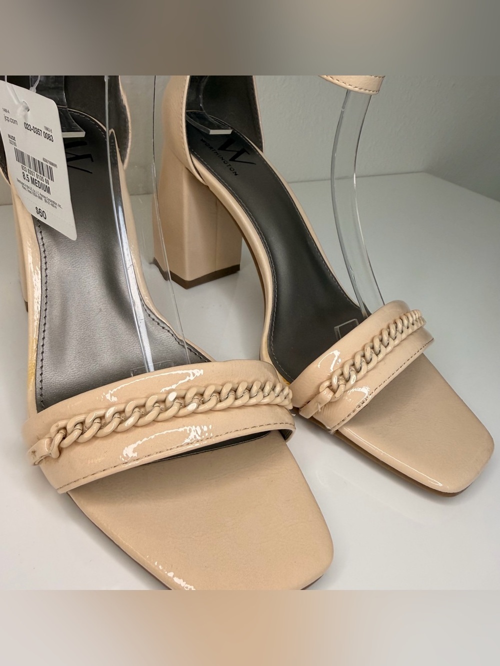 Worthington Nude Patent Block Heel Sandals - Picture 5 of 14